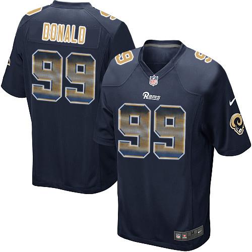 Nike Rams #99 Aaron Donald Navy Blue Team Color Men's Stitched NFL Limited Strobe Jersey - Click Image to Close